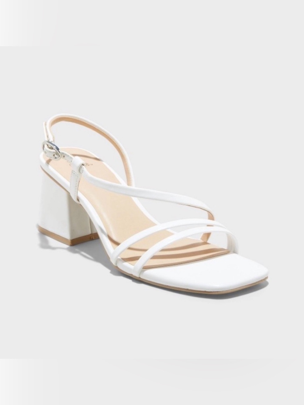 NWT! Wild Fable Blair Heels, White, Chunky Block Heel, Strappy, Square Toe, 9.5